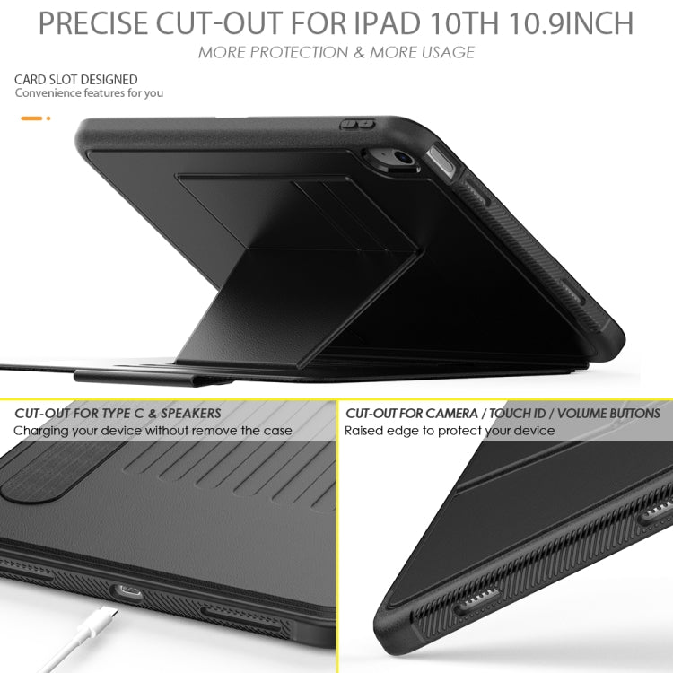 For iPad 10th Gen 10.9 2022 PC + TPU + PU Protective Tablet Case with Pen Slot / Sleep / Wake-up Function