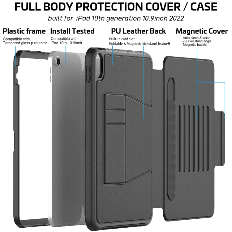 For iPad 10th Gen 10.9 2022 PC + TPU + PU Protective Tablet Case with Pen Slot / Sleep / Wake-up Function