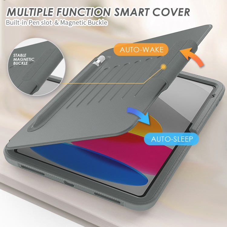For iPad 10th Gen 10.9 2022 PC + TPU + PU Protective Tablet Case with Pen Slot / Sleep / Wake-up Function