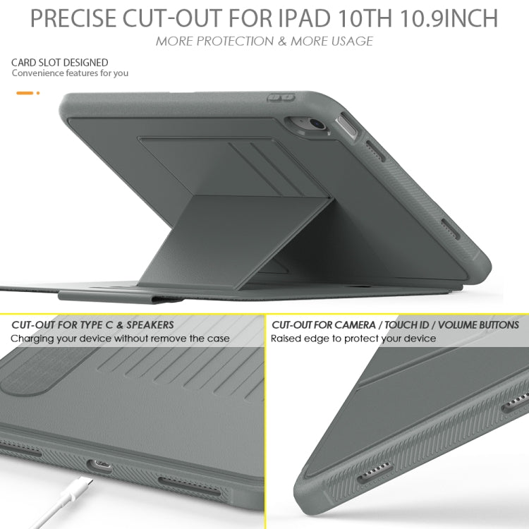For iPad 10th Gen 10.9 2022 PC + TPU + PU Protective Tablet Case with Pen Slot / Sleep / Wake-up Function