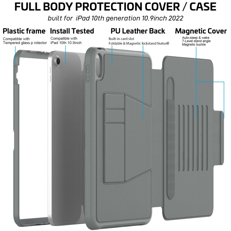 For iPad 10th Gen 10.9 2022 PC + TPU + PU Protective Tablet Case with Pen Slot / Sleep / Wake-up Function