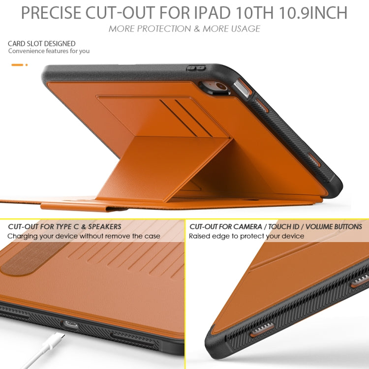 For iPad 10th Gen 10.9 2022 PC + TPU + PU Protective Tablet Case with Pen Slot / Sleep / Wake-up Function
