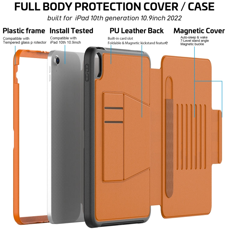 For iPad 10th Gen 10.9 2022 PC + TPU + PU Protective Tablet Case with Pen Slot / Sleep / Wake-up Function