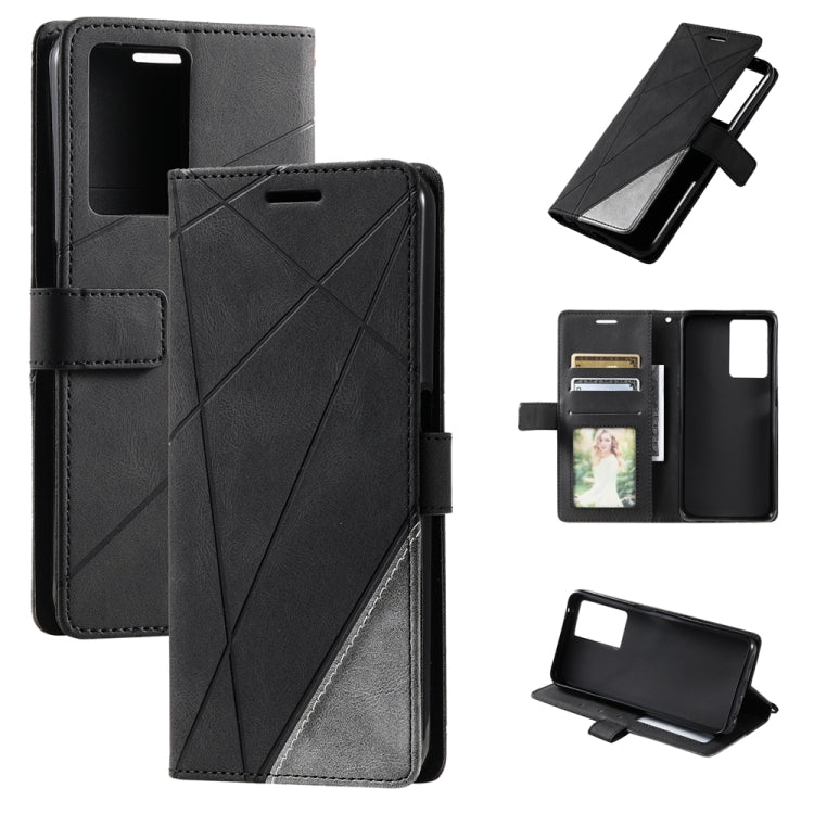 For OPPO A57 2022 Skin Feel Splicing Leather Phone Case