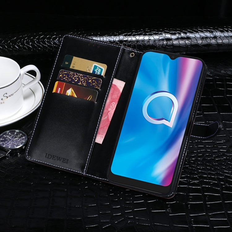 For Alcatel 1S 2020 idewei Crocodile Texture Horizontal Flip Leather Case with Holder & Card Slots & Wallet