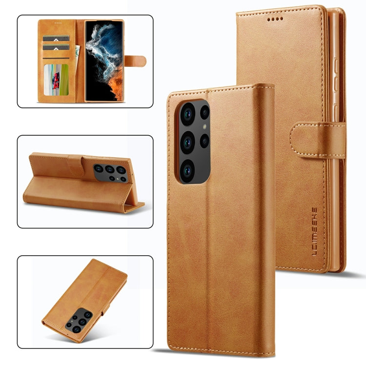 For Samsung Galaxy S23 Ultra 5G LC.IMEEKE Calf Texture Horizontal Flip Leather Phone Case