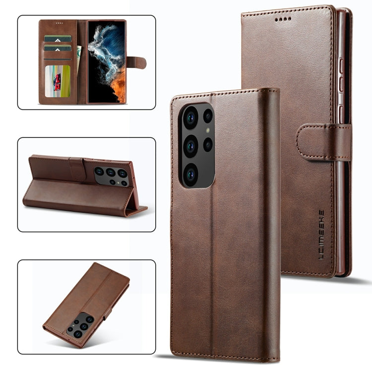 For Samsung Galaxy S23 Ultra 5G LC.IMEEKE Calf Texture Horizontal Flip Leather Phone Case