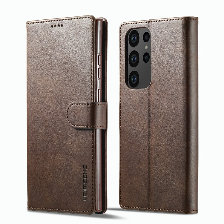 For Samsung Galaxy S23 Ultra 5G LC.IMEEKE Calf Texture Horizontal Flip Leather Phone Case