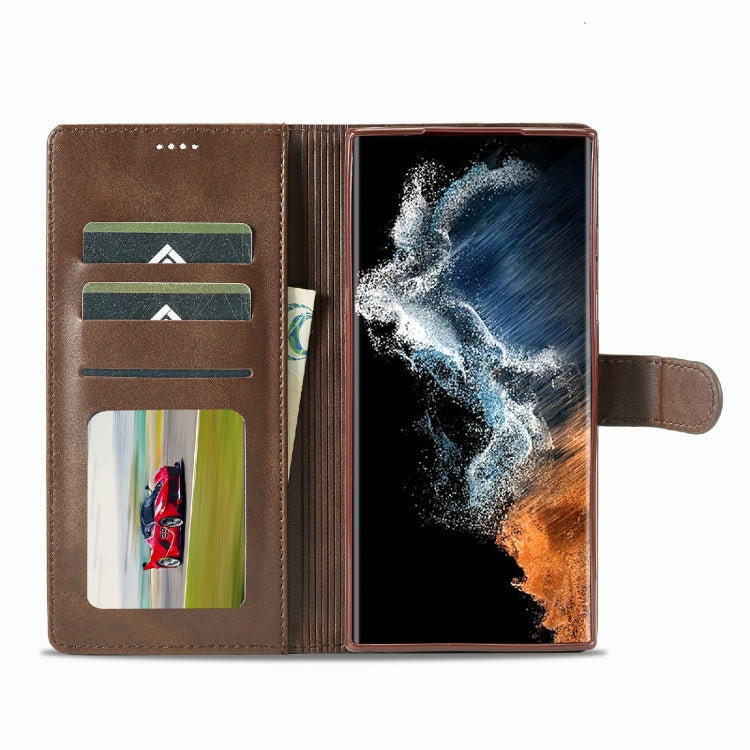 For Samsung Galaxy S23 Ultra 5G LC.IMEEKE Calf Texture Horizontal Flip Leather Phone Case