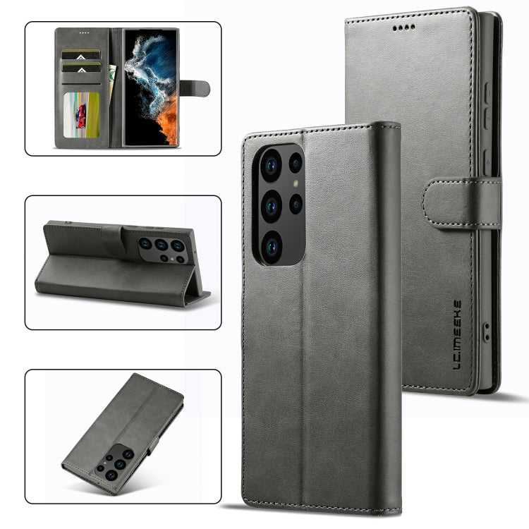 For Samsung Galaxy S23 Ultra 5G LC.IMEEKE Calf Texture Horizontal Flip Leather Phone Case