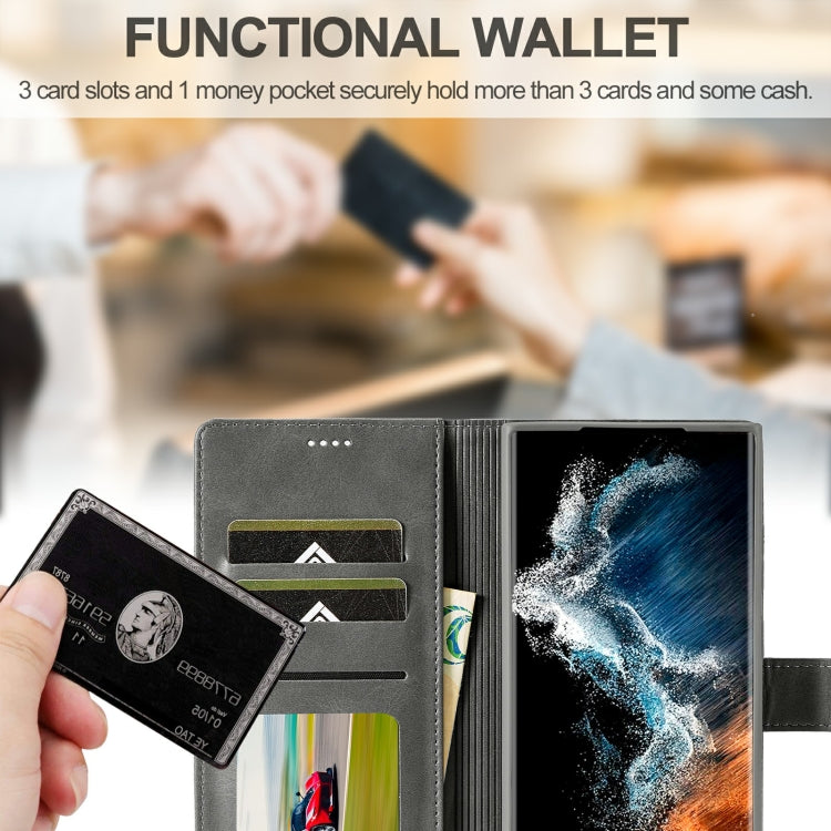 For Samsung Galaxy S23 Ultra 5G LC.IMEEKE Calf Texture Horizontal Flip Leather Phone Case