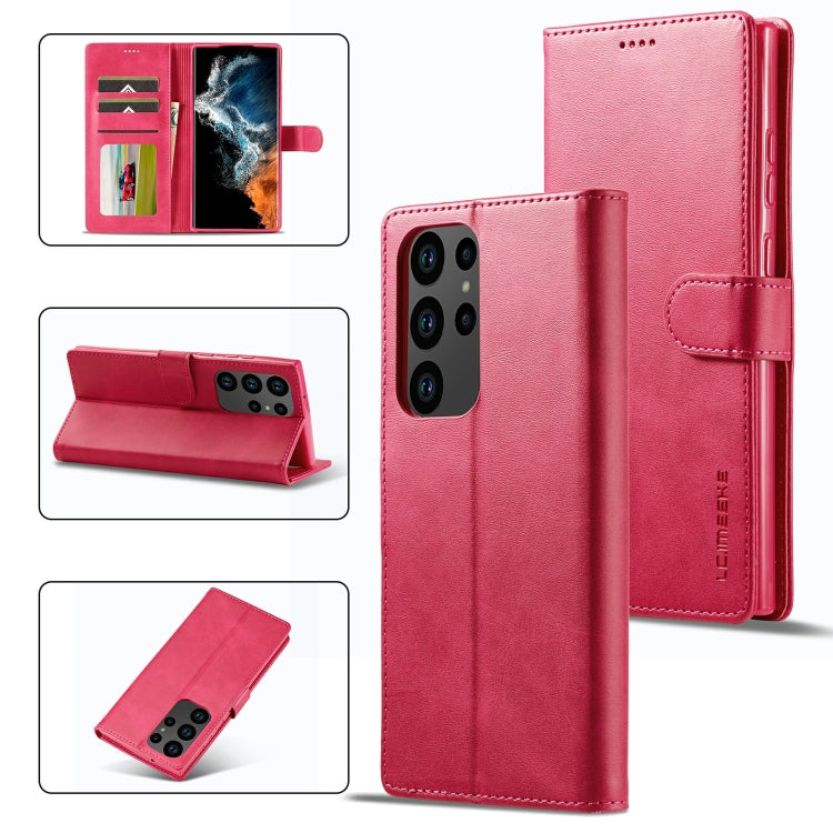 For Samsung Galaxy S23 Ultra 5G LC.IMEEKE Calf Texture Horizontal Flip Leather Phone Case