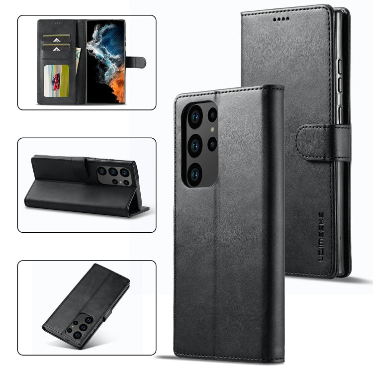 For Samsung Galaxy S23 Ultra 5G LC.IMEEKE Calf Texture Horizontal Flip Leather Phone Case