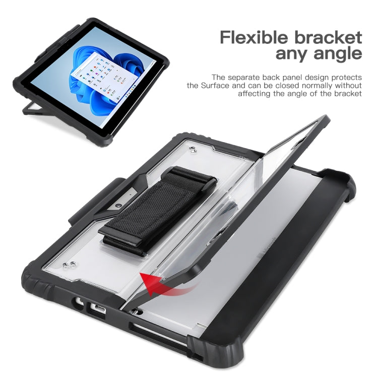 For Microsoft Surface Pro 9 Acrylic Transparent LaptopCase with Shoulder Strap(Black)