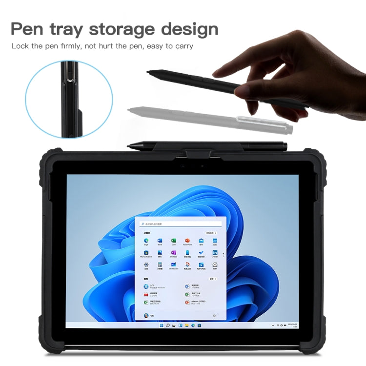 For Microsoft Surface Pro 9 Acrylic Transparent LaptopCase with Shoulder Strap(Black)