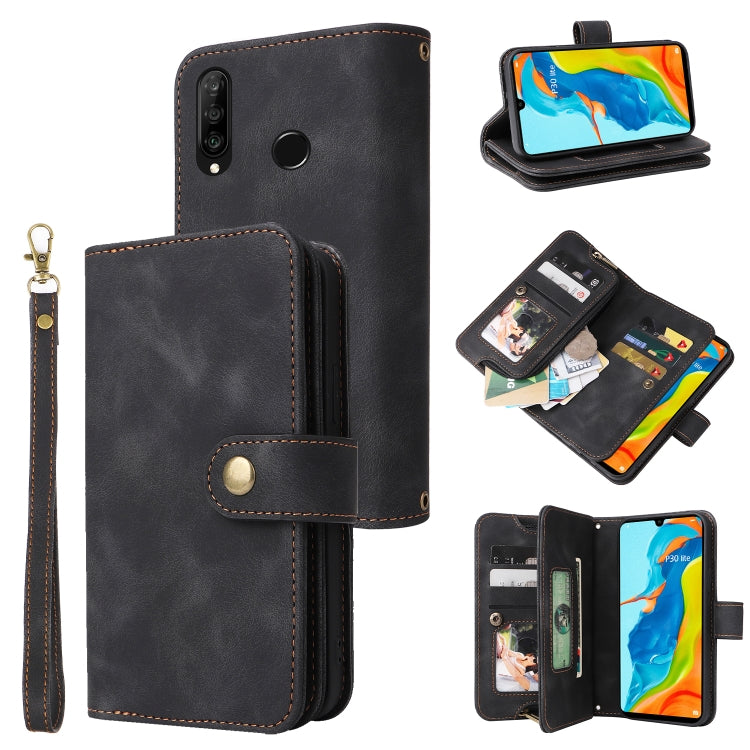 For Huawei P30 Lite Multifunctional Card Slot Zipper Wallet Leather Phone Case