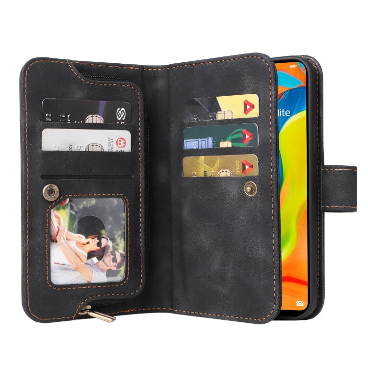 For Huawei P30 Lite Multifunctional Card Slot Zipper Wallet Leather Phone Case