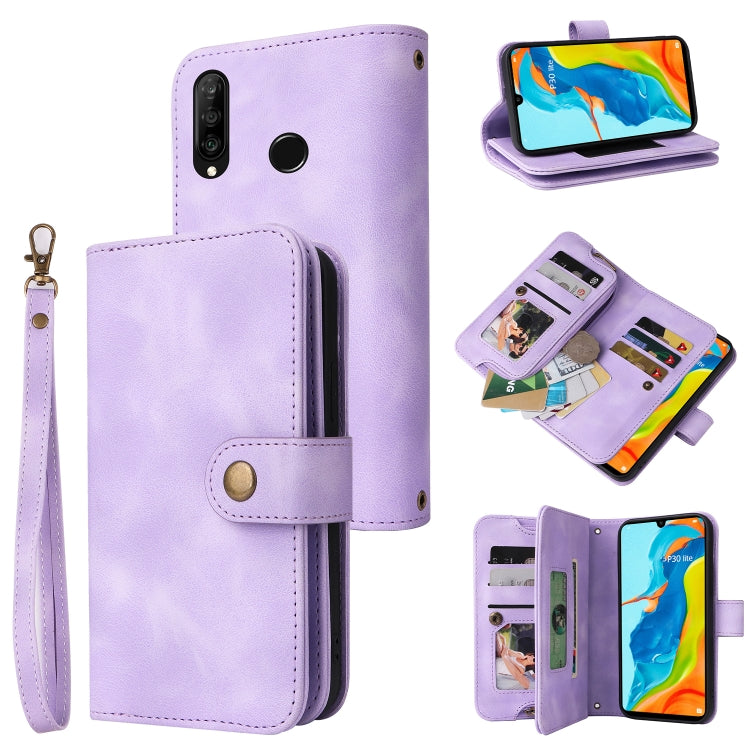 For Huawei P30 Lite Multifunctional Card Slot Zipper Wallet Leather Phone Case