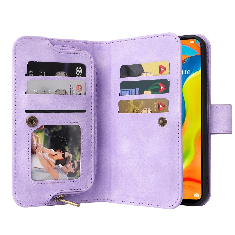 For Huawei P30 Lite Multifunctional Card Slot Zipper Wallet Leather Phone Case