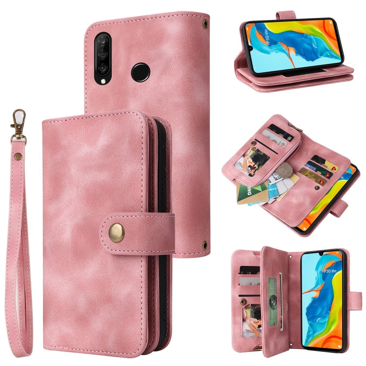 For Huawei P30 Lite Multifunctional Card Slot Zipper Wallet Leather Phone Case