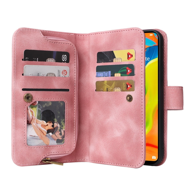 For Huawei P30 Lite Multifunctional Card Slot Zipper Wallet Leather Phone Case