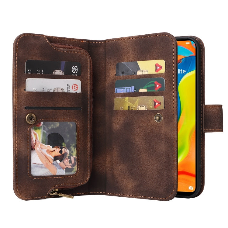 For Huawei P30 Lite Multifunctional Card Slot Zipper Wallet Leather Phone Case