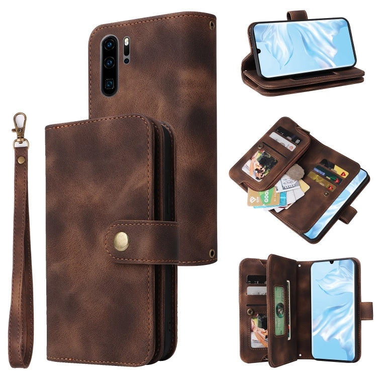 For Huawei P30 Pro Multifunctional Card Slot Zipper Wallet Leather Phone Case