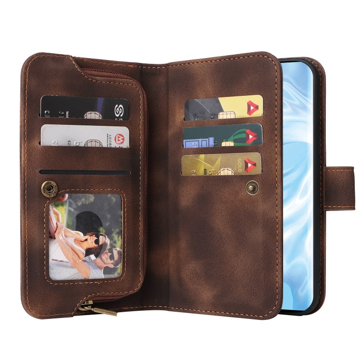For Huawei P30 Pro Multifunctional Card Slot Zipper Wallet Leather Phone Case