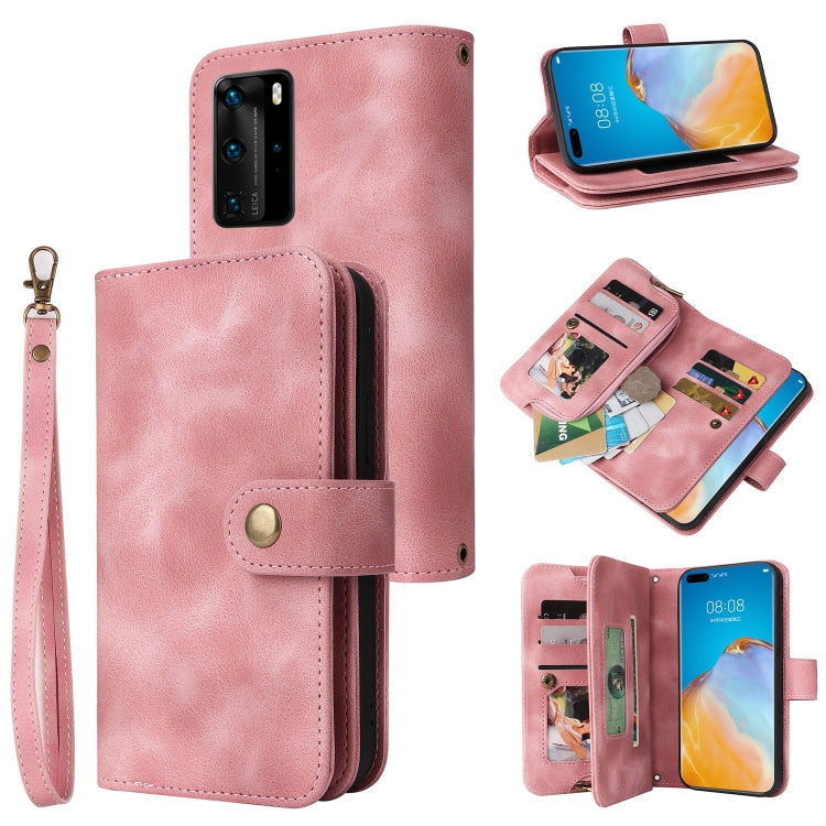 For Huawei P40 Pro Multifunctional Card Slot Zipper Wallet Leather Phone Case