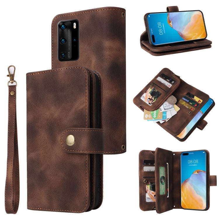 For Huawei P40 Pro Multifunctional Card Slot Zipper Wallet Leather Phone Case