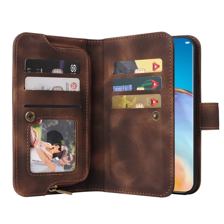 For Huawei P40 Pro Multifunctional Card Slot Zipper Wallet Leather Phone Case