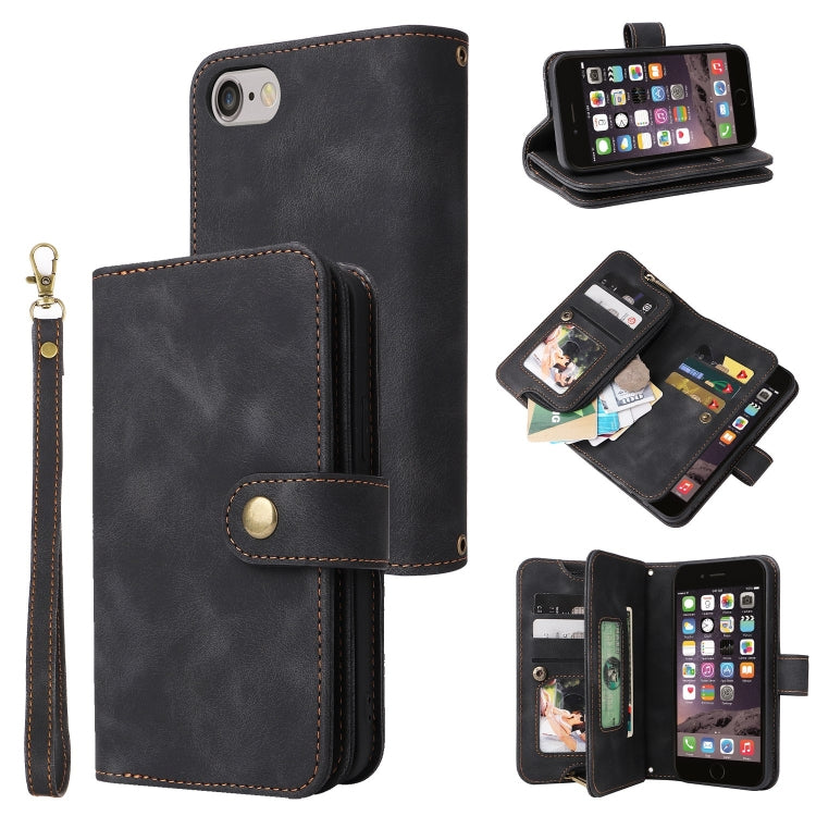 For iPhone SE 2022 / SE 2020 / 8 / 7 Multifunctional Card Slot Zipper Wallet Leather Phone Case