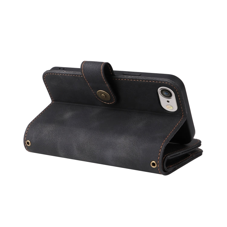 For iPhone SE 2022 / SE 2020 / 8 / 7 Multifunctional Card Slot Zipper Wallet Leather Phone Case