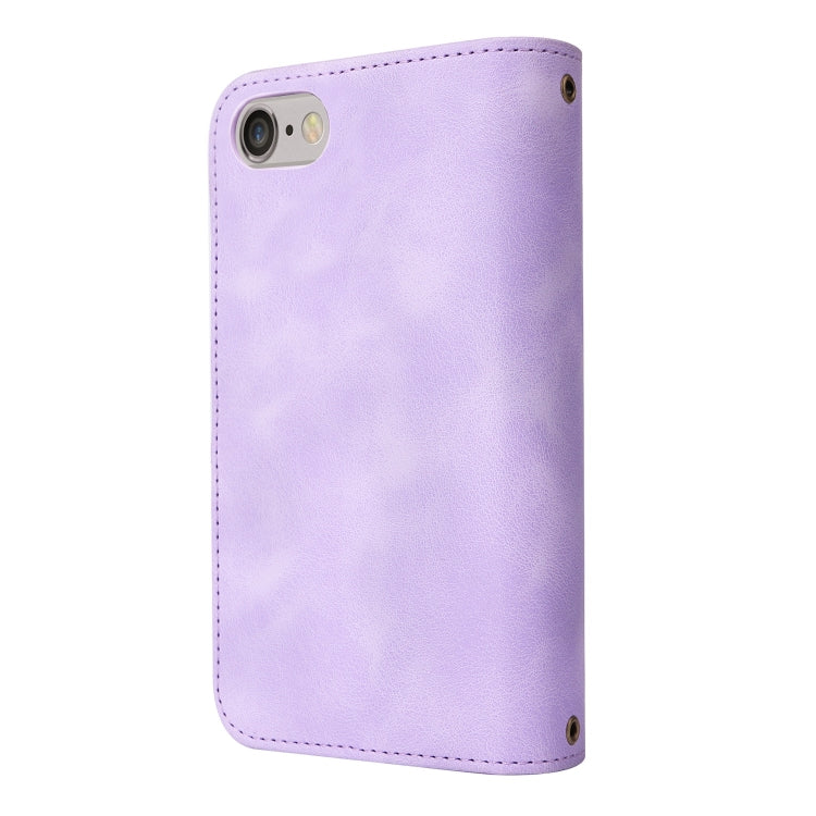 For iPhone SE 2022 / SE 2020 / 8 / 7 Multifunctional Card Slot Zipper Wallet Leather Phone Case