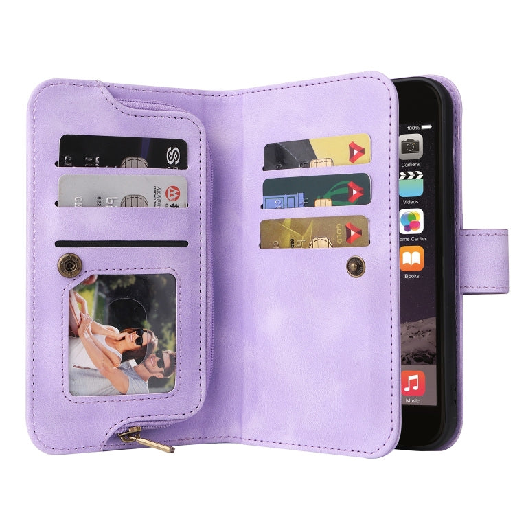 For iPhone SE 2022 / SE 2020 / 8 / 7 Multifunctional Card Slot Zipper Wallet Leather Phone Case