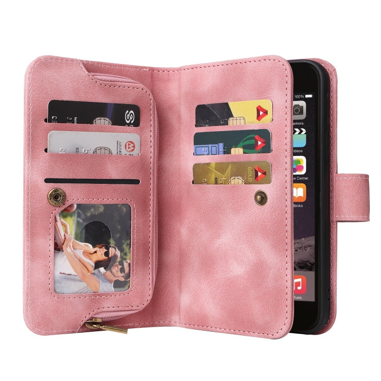 For iPhone SE 2022 / SE 2020 / 8 / 7 Multifunctional Card Slot Zipper Wallet Leather Phone Case