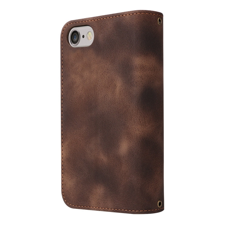 For iPhone SE 2022 / SE 2020 / 8 / 7 Multifunctional Card Slot Zipper Wallet Leather Phone Case