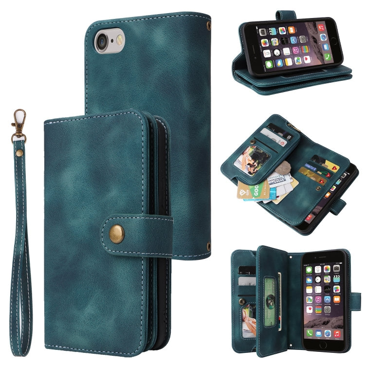 For iPhone SE 2022 / SE 2020 / 8 / 7 Multifunctional Card Slot Zipper Wallet Leather Phone Case