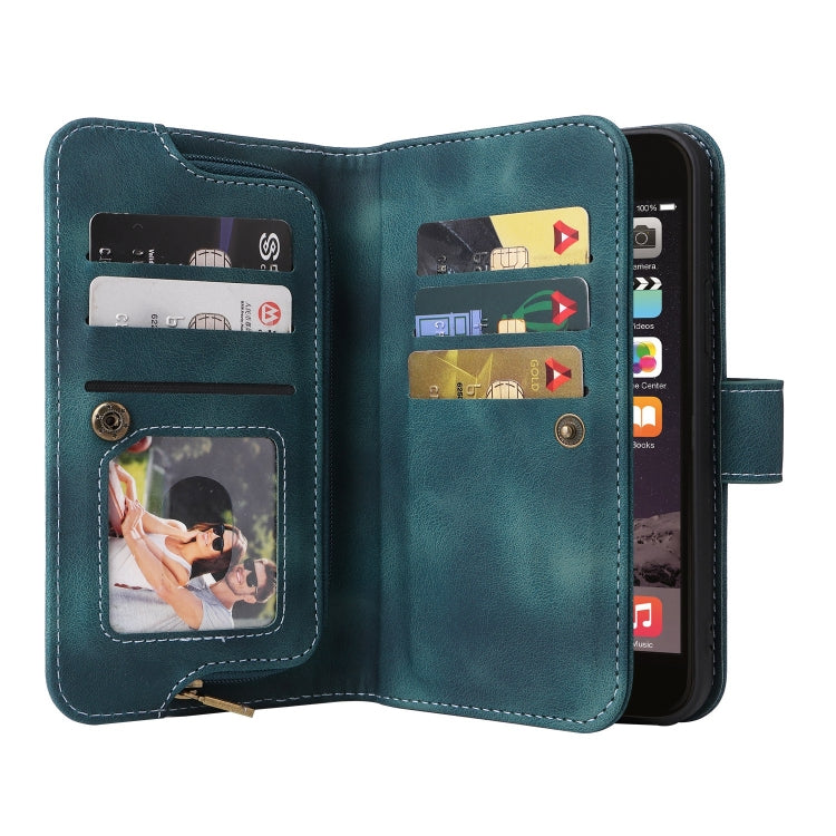 For iPhone SE 2022 / SE 2020 / 8 / 7 Multifunctional Card Slot Zipper Wallet Leather Phone Case