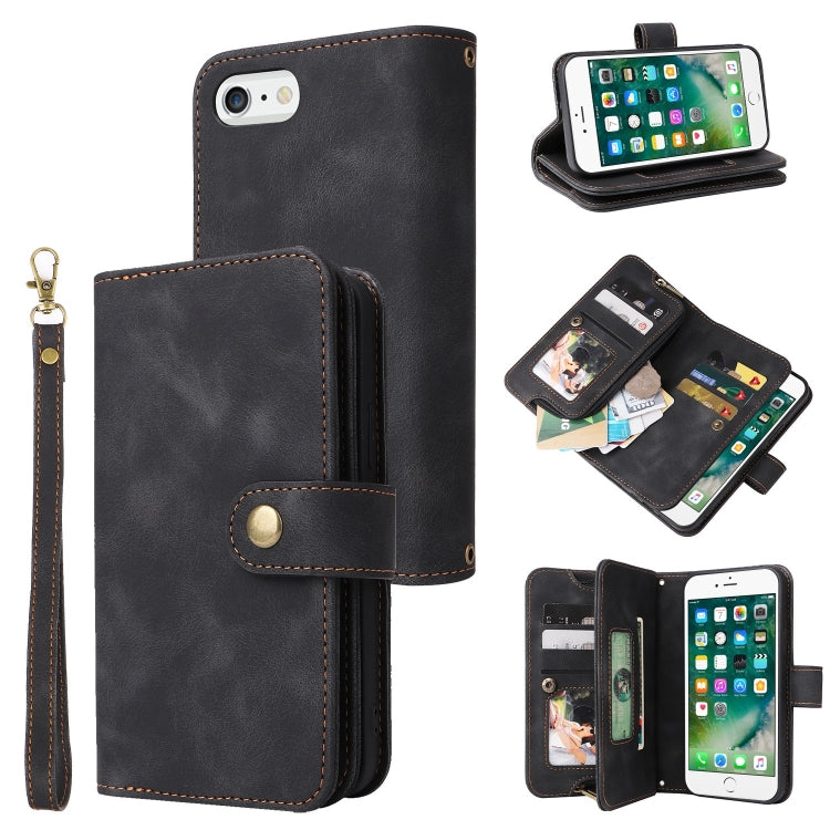 For iPhone 8 Plus / 7 Plus Multifunctional Card Slot Zipper Wallet Leather Phone Case