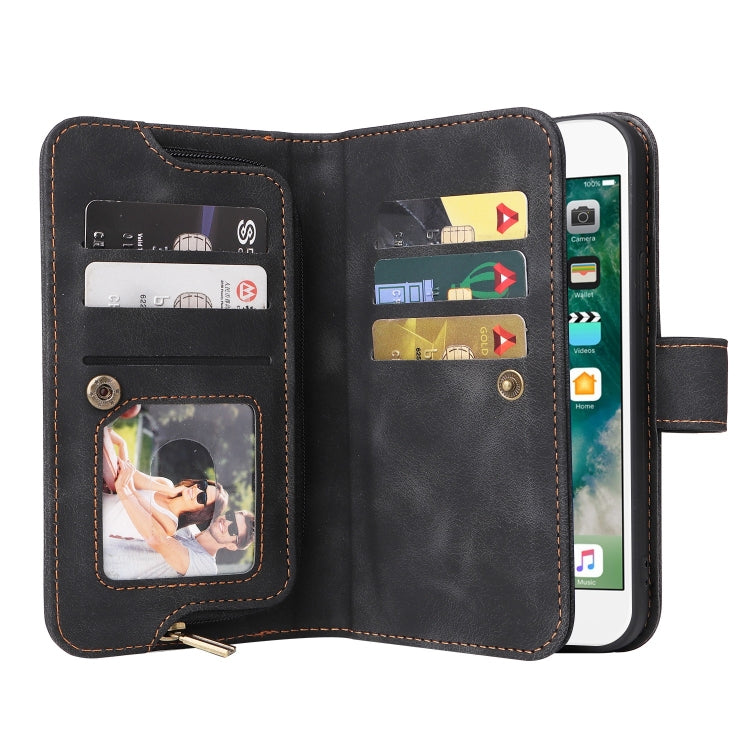 For iPhone 8 Plus / 7 Plus Multifunctional Card Slot Zipper Wallet Leather Phone Case