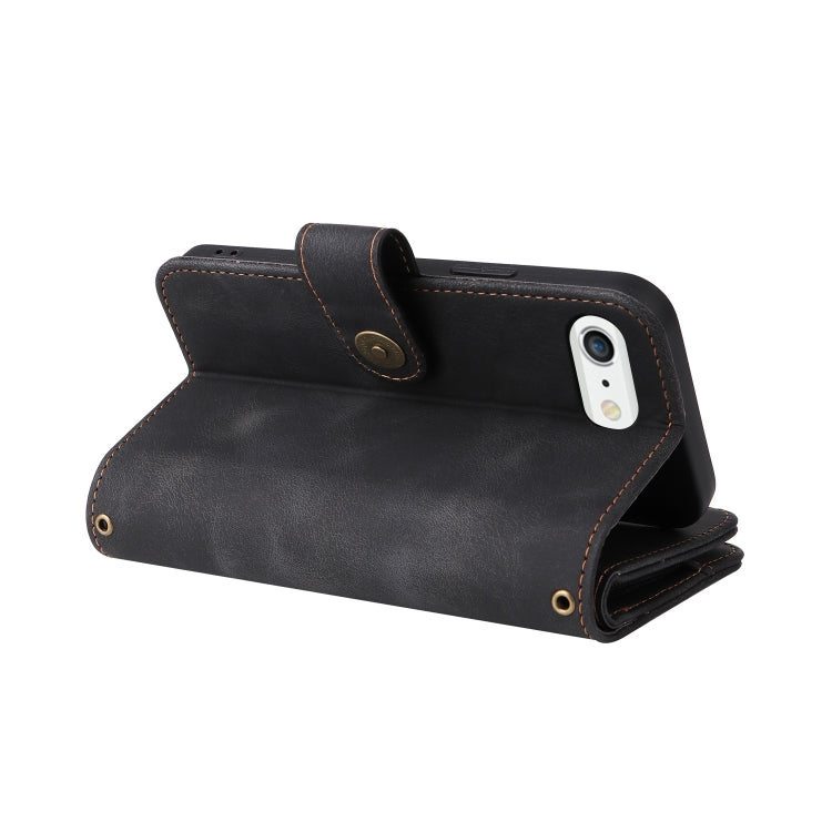 For iPhone 8 Plus / 7 Plus Multifunctional Card Slot Zipper Wallet Leather Phone Case