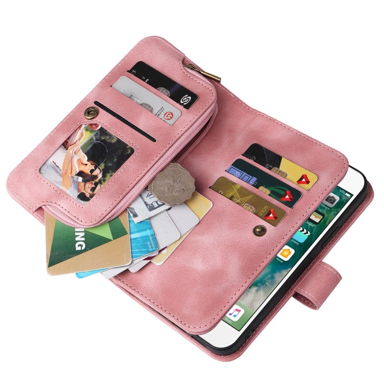 For iPhone 8 Plus / 7 Plus Multifunctional Card Slot Zipper Wallet Leather Phone Case