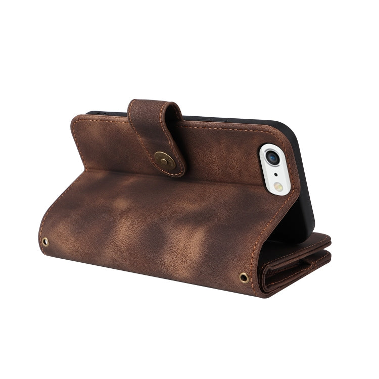 For iPhone 8 Plus / 7 Plus Multifunctional Card Slot Zipper Wallet Leather Phone Case
