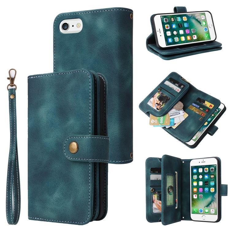 For iPhone 8 Plus / 7 Plus Multifunctional Card Slot Zipper Wallet Leather Phone Case
