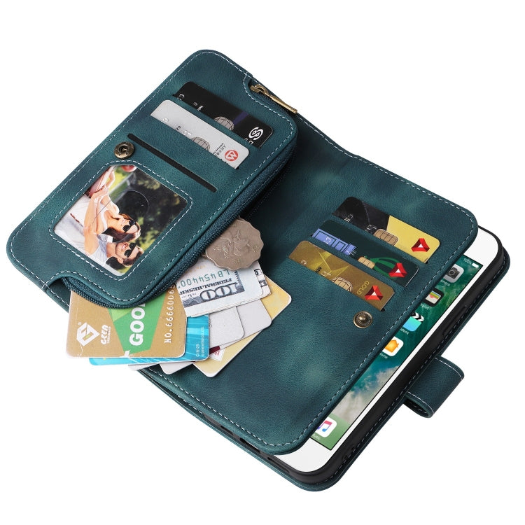 For iPhone 8 Plus / 7 Plus Multifunctional Card Slot Zipper Wallet Leather Phone Case