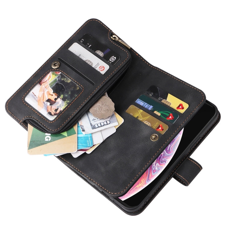 For iPhone XS / X Multifunctional Card Slot Zipper Wallet Leather Phone Case