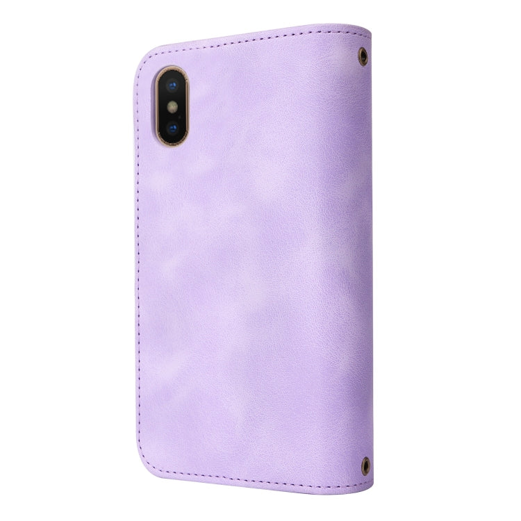 For iPhone XS / X Multifunctional Card Slot Zipper Wallet Leather Phone Case