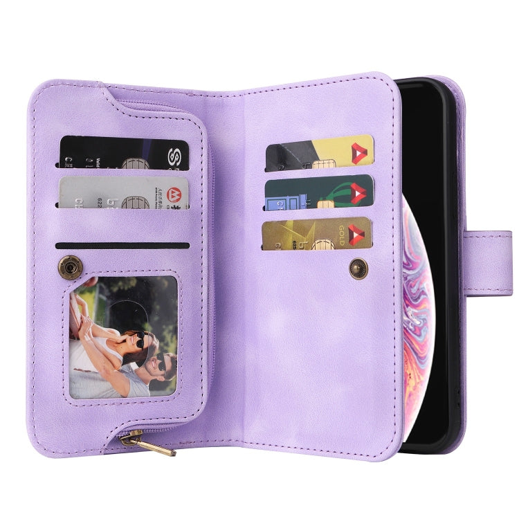 For iPhone XS / X Multifunctional Card Slot Zipper Wallet Leather Phone Case