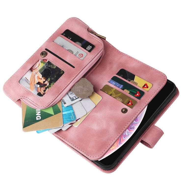 For iPhone XS / X Multifunctional Card Slot Zipper Wallet Leather Phone Case